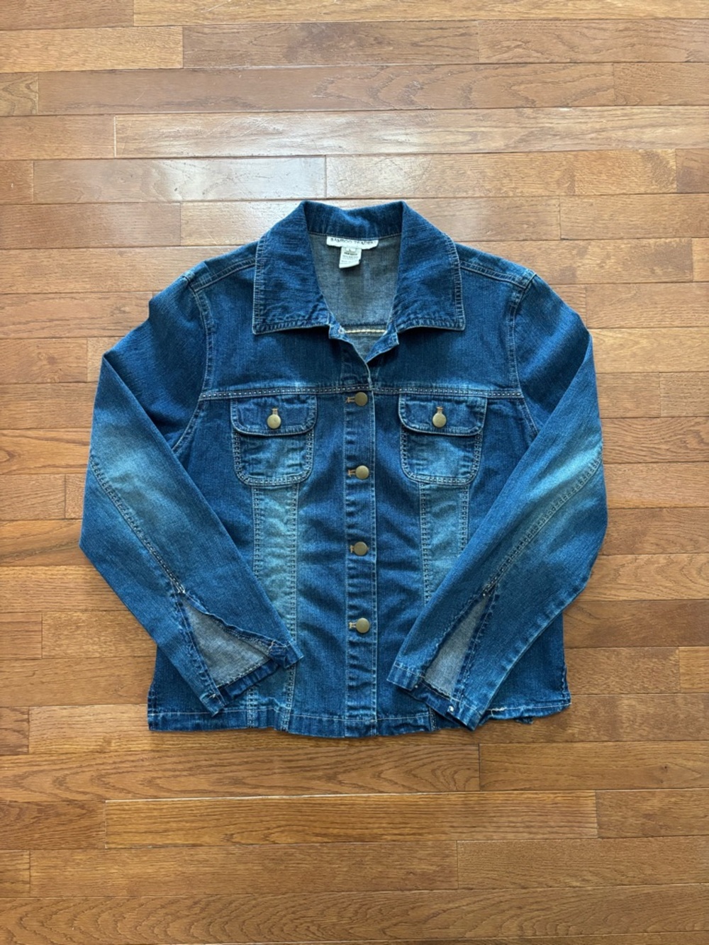 Vintage Y2K Bamboo Traders Patchwork Denim Jacket with Slit Accents